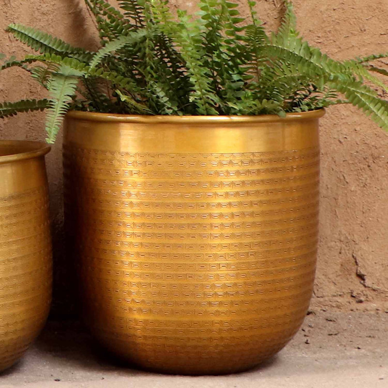 Rohoman Handmade Metal Pot Planter, 30cm H x 31cm W x 31cm D