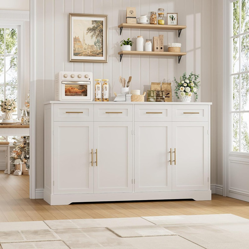 Buffet haut 60 "avec tiroirs - blanc