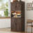 72" Kitchen Pantry With LED Light, Power Outlet And Shelves At Doors.-1377239654