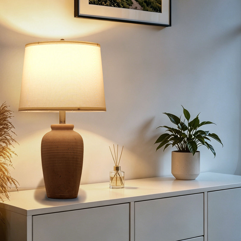 23.8"Ceramic Table Lamp Touch Control Bedside Lamp, Purple