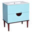 Armoire de meuble-lavabo en céramique 30 po - Rangement moderne en bois massif et bleu avec évier, structure 2 chariots