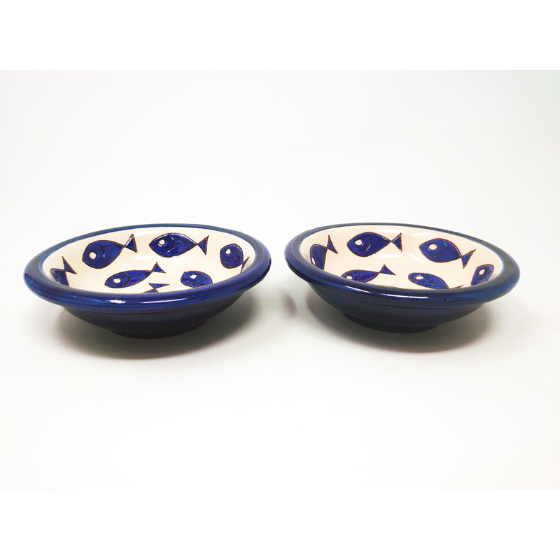 Blue & White Fish - Tapas Bowl 12cm - Mixed - Set Of 2, White
