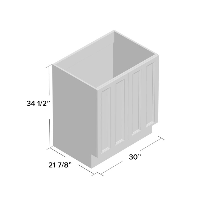 Base de meuble-lavabo 30 "en damas avec pieds et 2 portes, Mohair gris