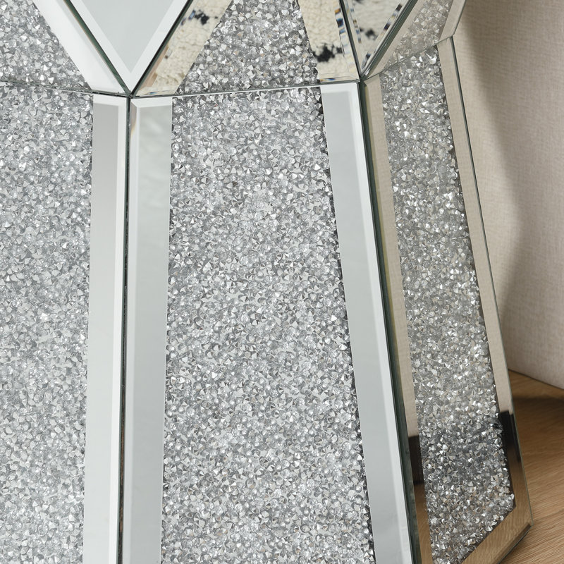 Drum Style Coffee Table With Mirror Crystal Inlay, Polygonal Decorative Table, Modern Design Luxury Modern Furniture