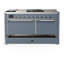 Majestic III Series 60 Inch Dual Fuel Range with 7 Sealed Burners, Griddle, Frenchtop in Antique White (Natural Gas, Copper Trim)-553012098-553012102-553012108