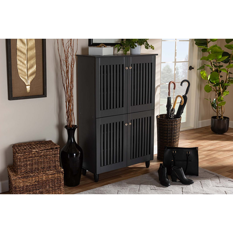 Dariell 18 Pair Shoe Storage Cabinet, Dark Gray