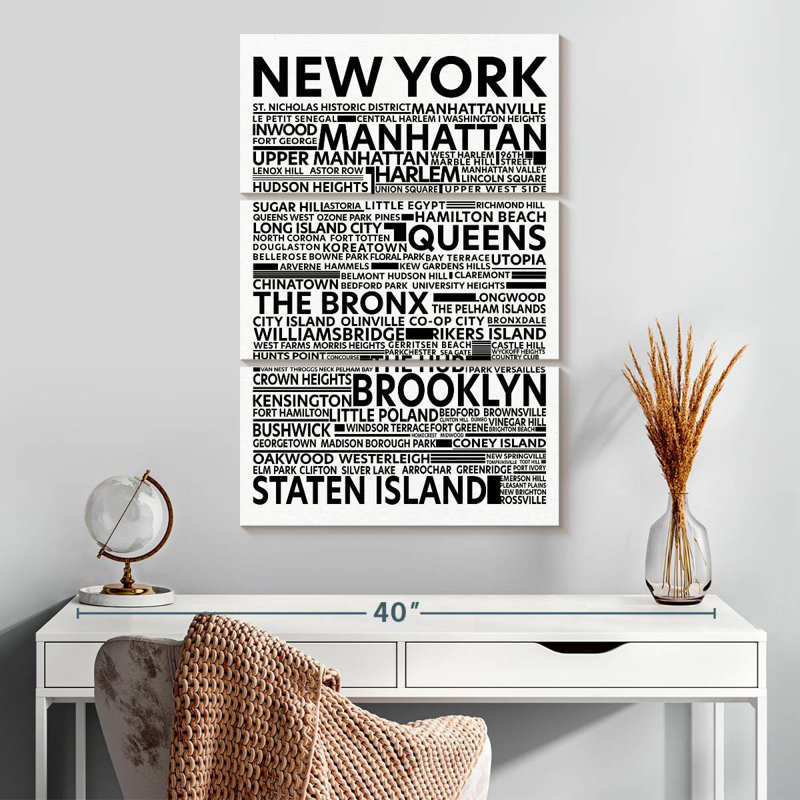Tergel, New York, arrondissements et rues, H 32 po x l 20 po