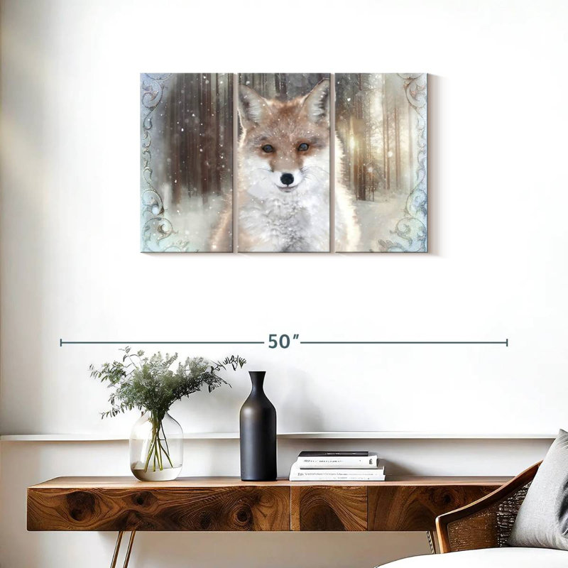 Renard d'hiver enchanté, H 20 po x l 33 po