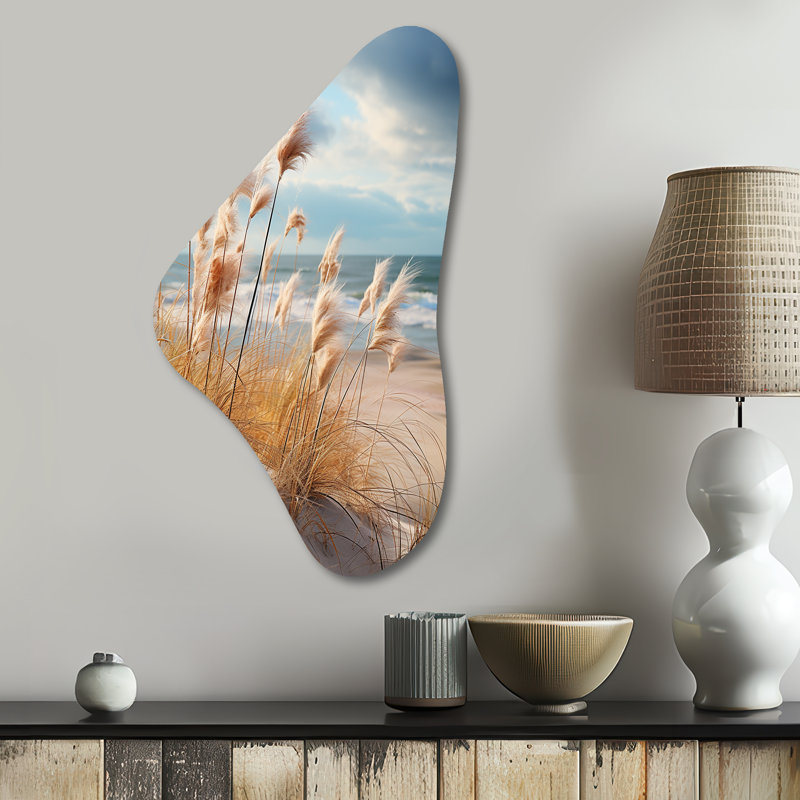 Marable Beach Photo Coastal Harmony I - Art mural en métal plage asymétrique, reproduction de sculpture murale en métal Freeform