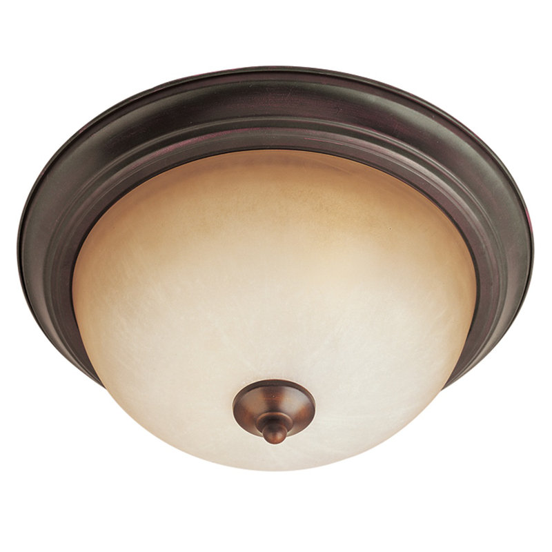Atterbury Flush Mount, Marble/Oil Rubbed Bronze, 6" H x 14" W