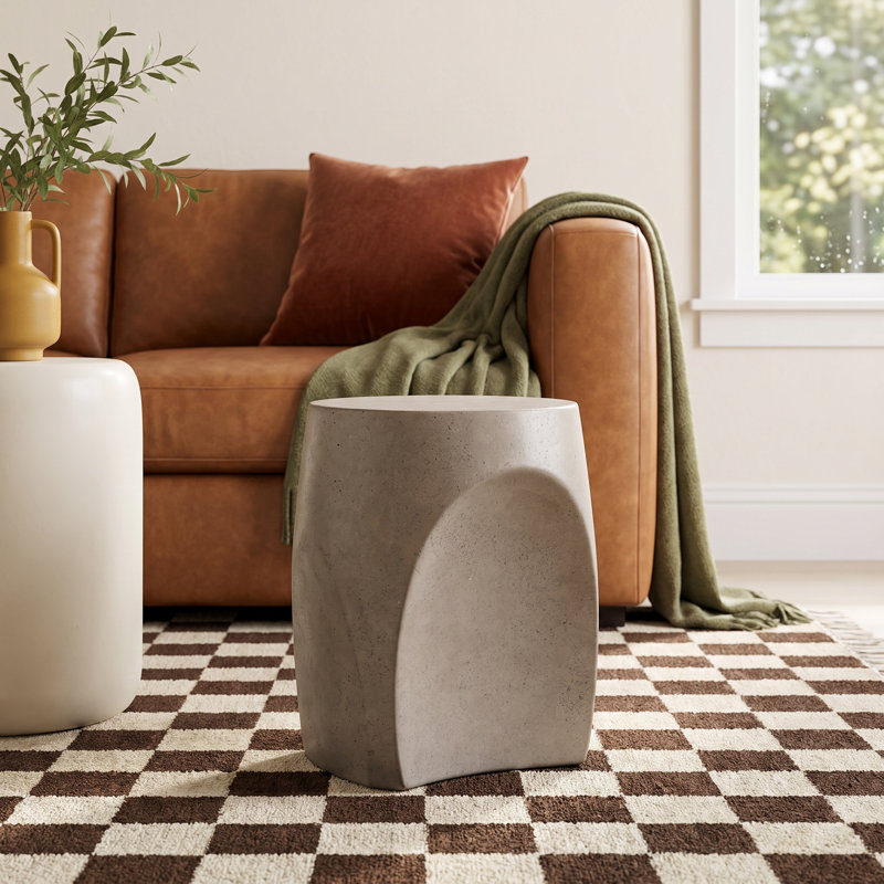 Kareen Concrete Stool, Dark Gray