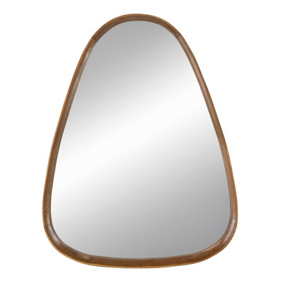Irregular Wall Mirror With Wood Frame, 30"X38", For Living Room, Bathroom, Entryway, Minimalist Silhouette, Curved Edges, 50% Pine 25% 30"X38" Frame M