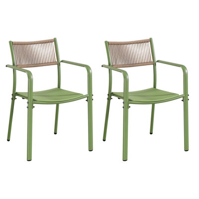 Pair of Bistro Rope-Effect Back Arm Chairs, Patio Dining