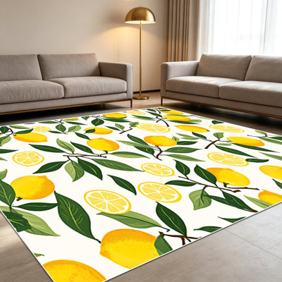 1PC Lemon - themed area rugs for Living Room, Soft and Comfortable, Suitable for all seasons, easy - to - maintain, machine washable Indoor floor mat, Under Table Farmhouse suitable for Bedroom, Kitchen, Balcony, Patio, Dining Room, Home Decor