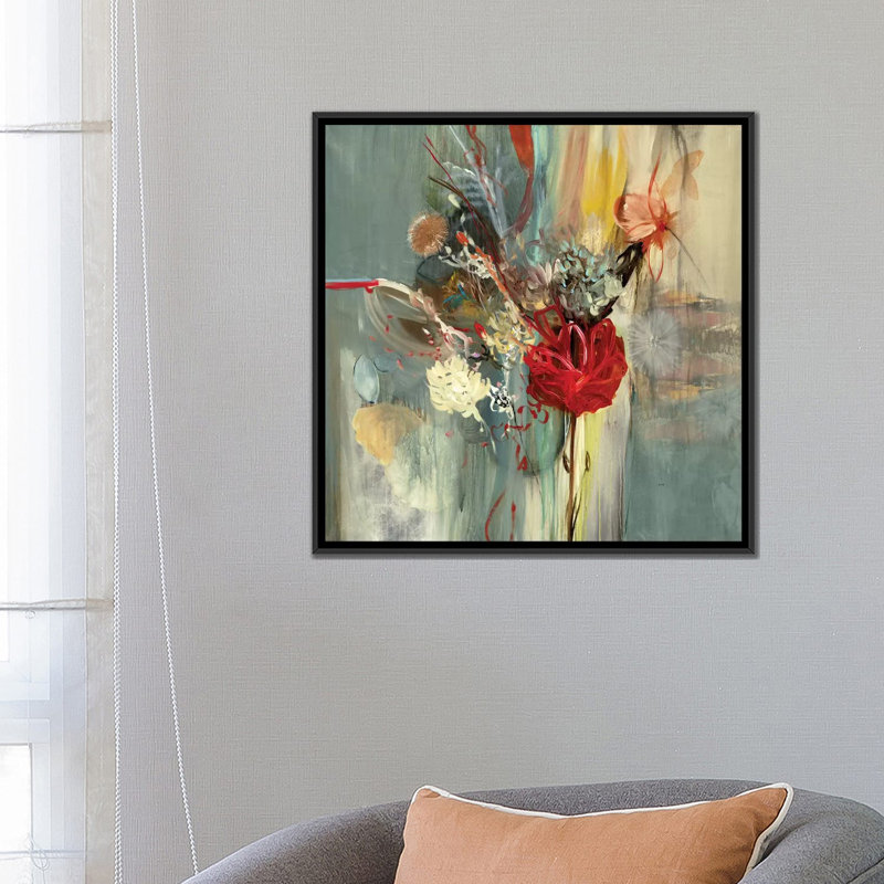 «Floral Life», reproduction sur toile, H 18 po x l 18 po x P 1,5 po, Toile avec cadre noir, Pas de tapis