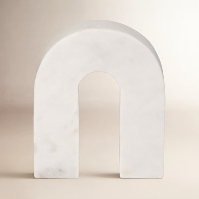 Sagebrook Home Ziva Modern Neutral Marble Horseshoe Tabletop Decorative Object