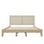 Lit plateforme en bois massif et rotin Mid-Century