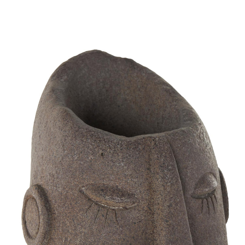 Cole And Grey 1 Piece Magnesium Oxide Textured Easter Island Head Woman Planter Set