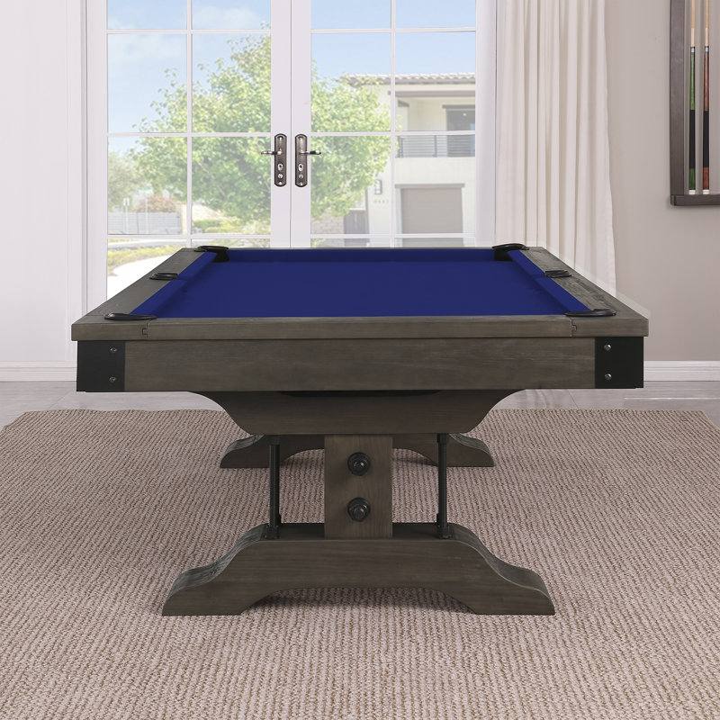 Table de billard Manchester, Bleu royal résistant à l'eau, Oui, Brun patiné