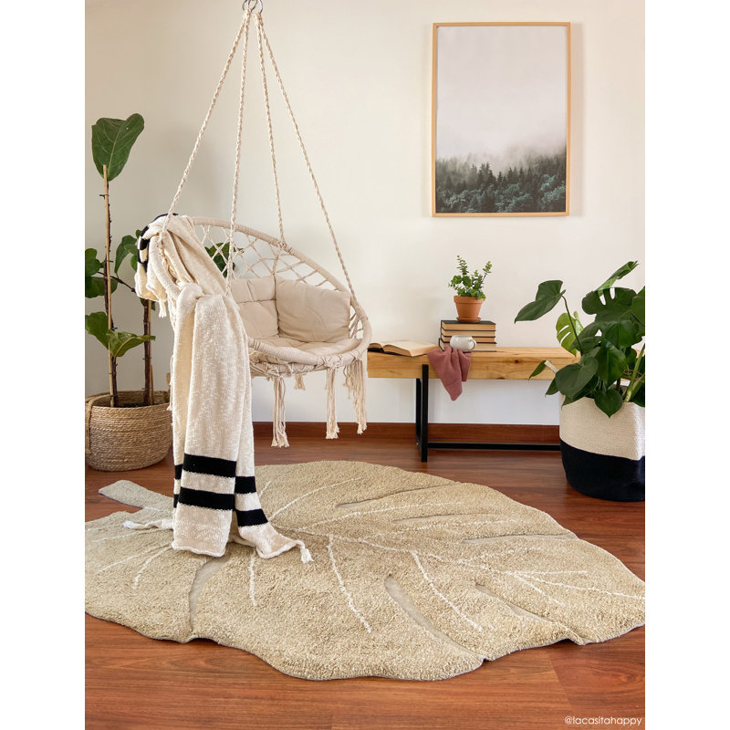 Cotton Area Rug in Gray/Tan