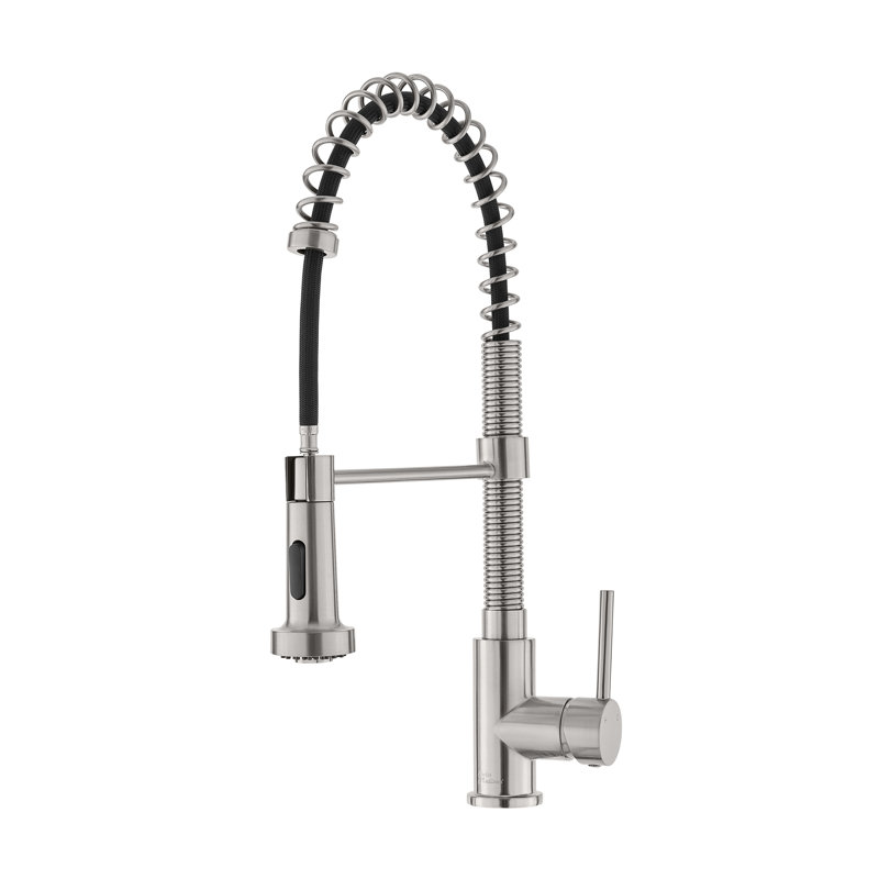Robinet de cuisine à poignée simple Nouvet, Nickel brossé