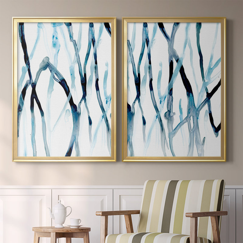 Runnel I, toile encadrée de qualité supérieure - prête à être accrochée, H 61 po x l 42,5 po x P 2,5 po, Or