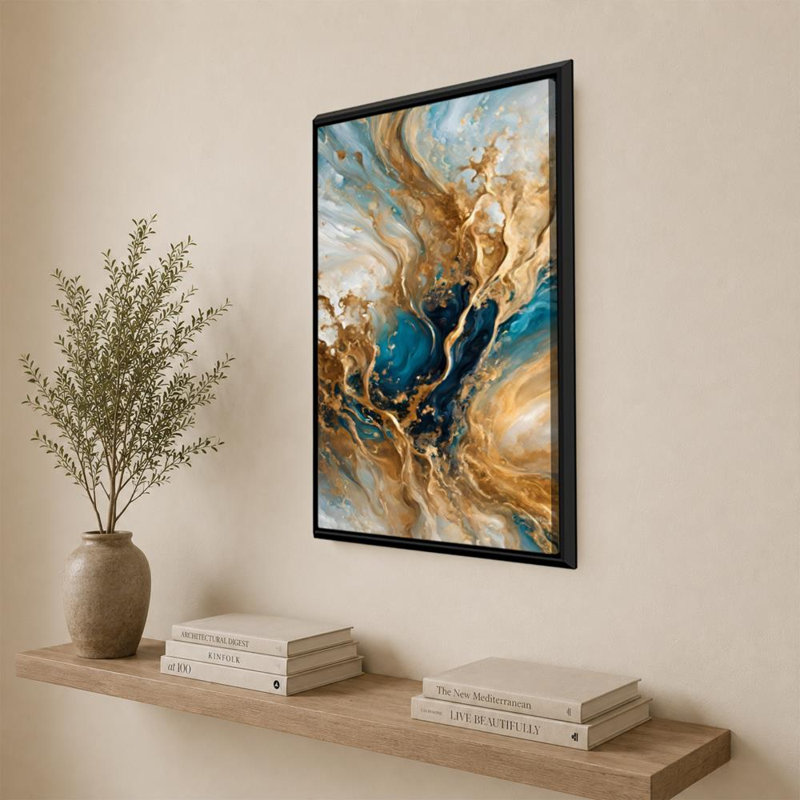 Matthew 3: 16. «Celestial Vision» par Mark Lawrence - impression sur toile, H 24 po x l 18 po, Cadre plat flottant, Black
