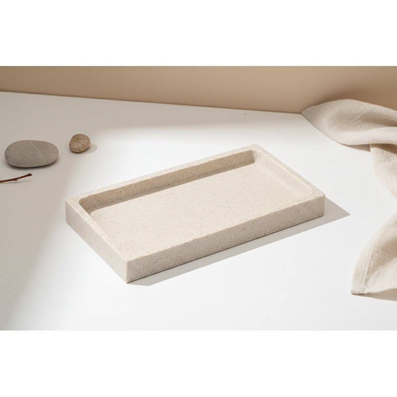Tray - Bathroom Organizer White Small, Tan