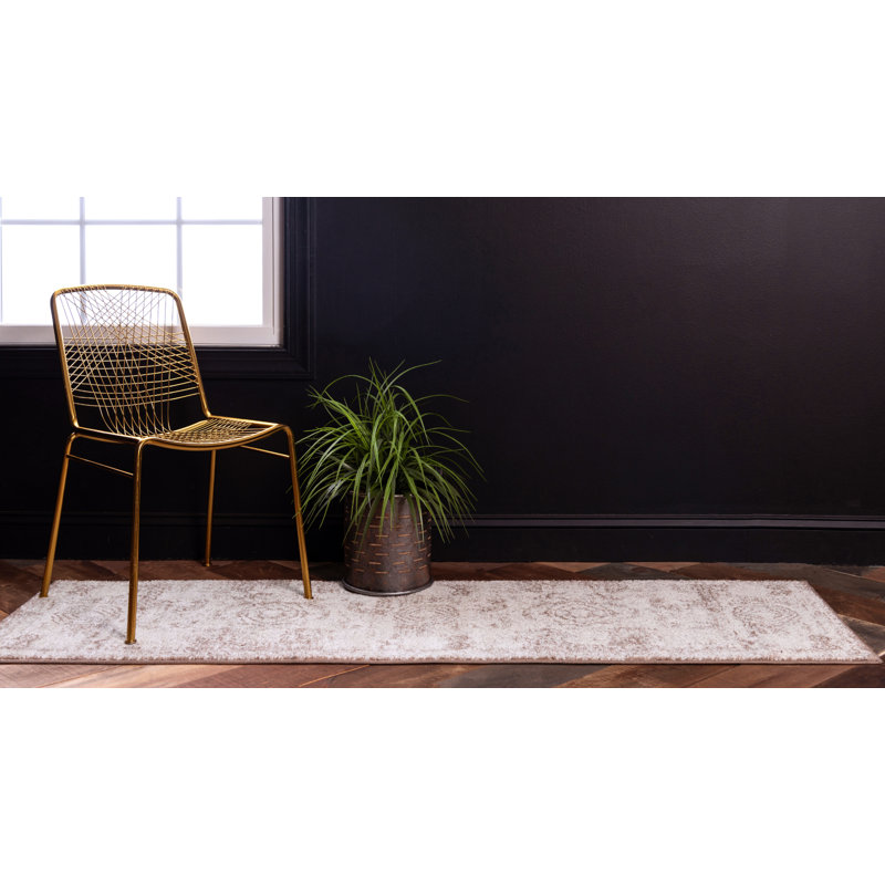 Tapis oriental brun clair Varonique, Tapis de couloir 2 pi x 8 pi 8 po