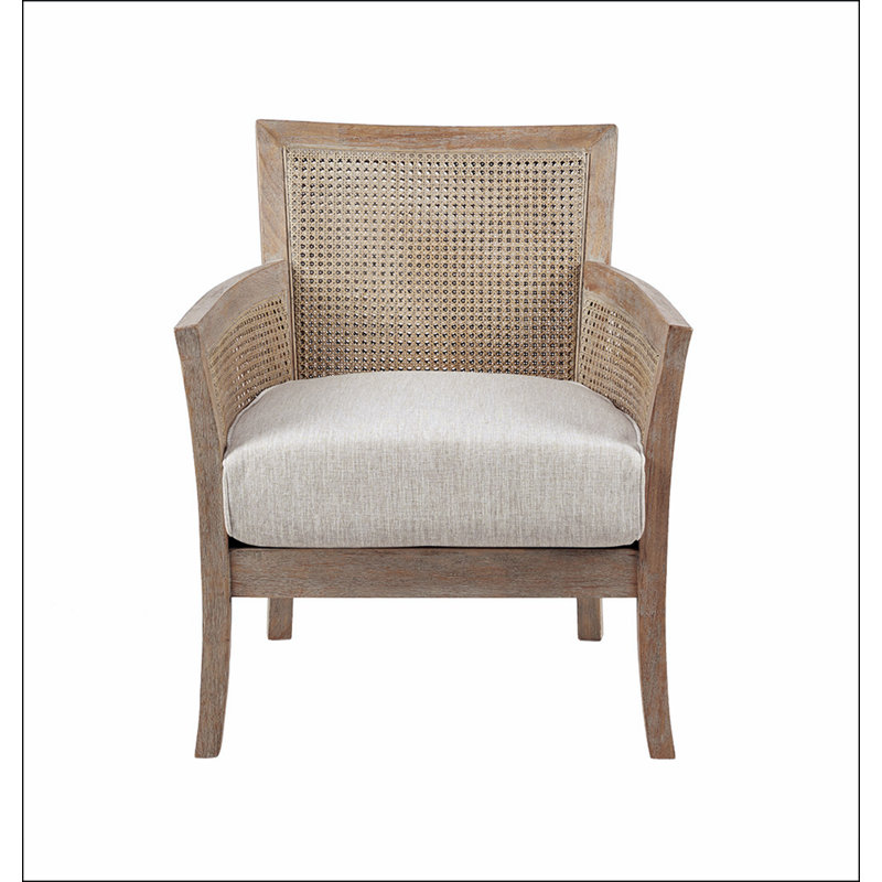 Crème; fauteuil en polyester naturel récupéré avec 4 pieds, Naturel