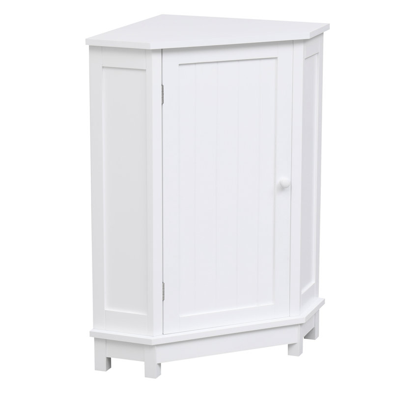 Élégante armoire de salle de bain triangulaire blanche -, tablettes réglables, ajoute de la classe à un coin de style moderne