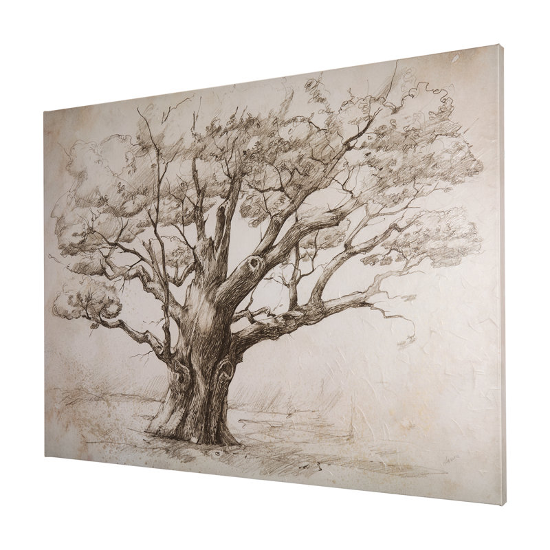 Toile texturée embellie à la main Secret Life of Tree a Hand, H 45 po x l 60 po x P 1,5 po