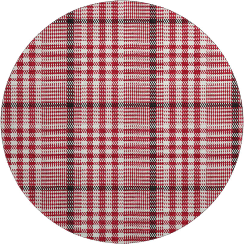 Tapis à carreaux Corry AMF1054 lavable à la machine de qualité supérieure, Rond 8 pi
