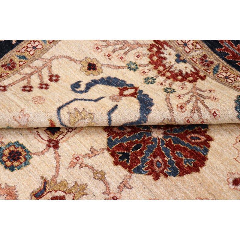 Sultanabad Hand Knotted Wool Oriental Area Rug in Ivory/Black/Red, Rectangle 9'4" x 11'5"