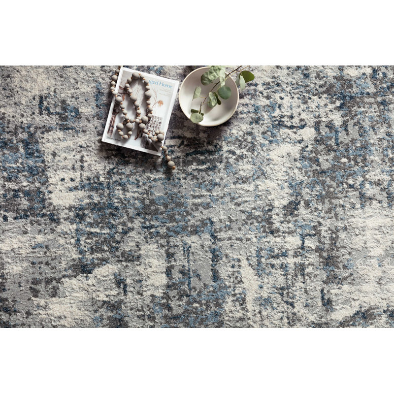 Bergulv Gray/Blue Area Rug, Rectangle 6'7" x 9'2"
