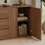 Lilie 78.7'' Walnut Sideboard Buffet Cabinet With 3 Drawers, 2 Side Storage Cabinets, Adjustable Shelves, Rounded Edges And Handle-Free Hinged Doors