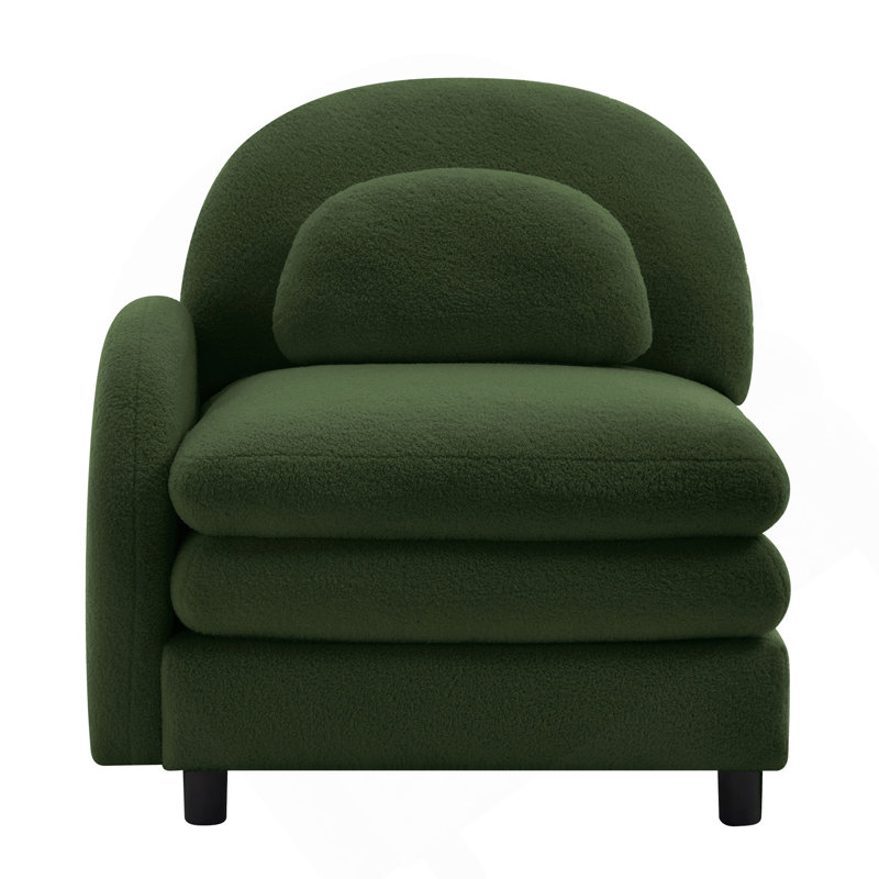 Canapé courbé en tissu VF Teddy, Orienté vers la gauche, Vert