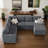 108" Convertible U-shaped Pull-Out Sleeper Corner Sectional Sofa Bed with Storage Chaise-943971970