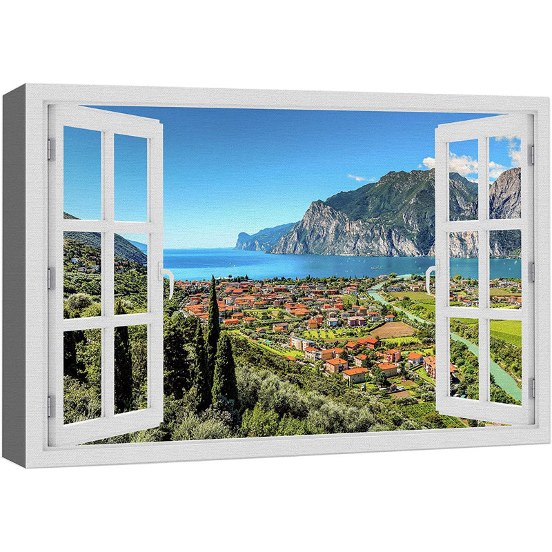 Window Scenery " European Village ", 32" H x 48" W x 1.5" D