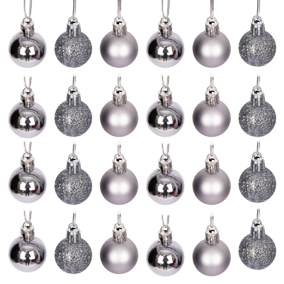 30mm/24Pcs Christmas Baubles Shatterproof Black,Tree Decorations