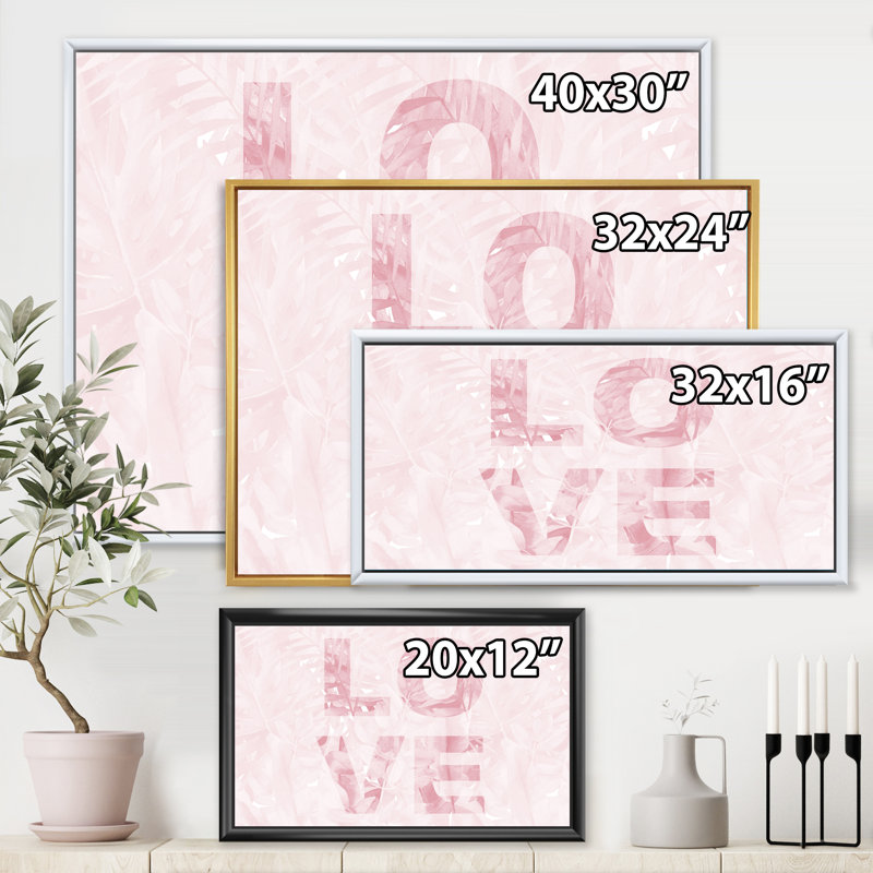 «Pink Pastel Love», reproduction sur toile flottante, H 12 po x l 20 po x p 1 po, Cadre blanc