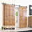 Homacer Black Rustic Single Track Bypass Sliding Barn Door Hardware Kit, For Three Doors, 9Ft Long Flat Track, Classic Design Roller,  (2 Flat+ 1 Bent Roller Set)-66378550