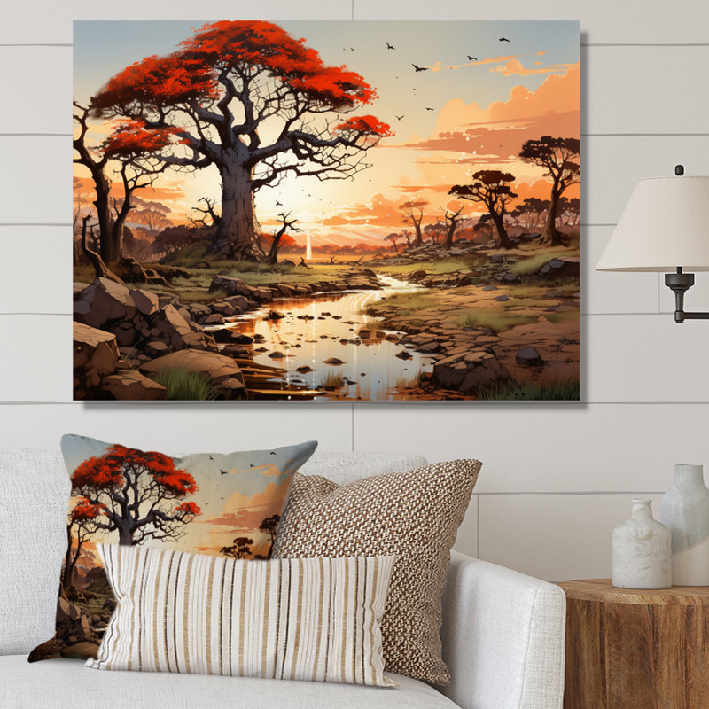 «African Baobab Tales II» sur toile, H 30 po x l 40 po x P 1,5 po, Toile tendue