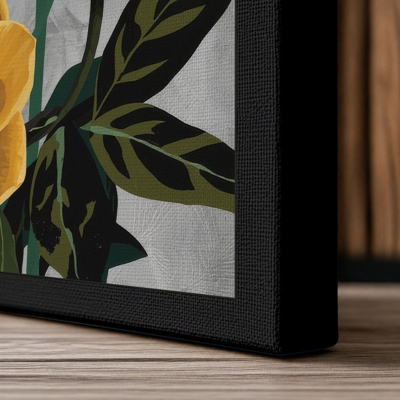 Five Blooms Botanical - Wrapped Canvas, 18x12 - 45.7 x 30.5 cm, Black Border