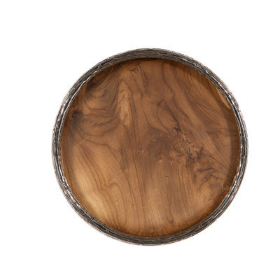 Teak Wood Bowl Wall Art, Metallurgy Edge