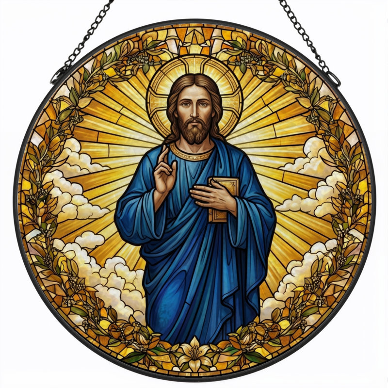 Panneau de vitrail Jésus Christ ， 7,8 H, H 7,8 po