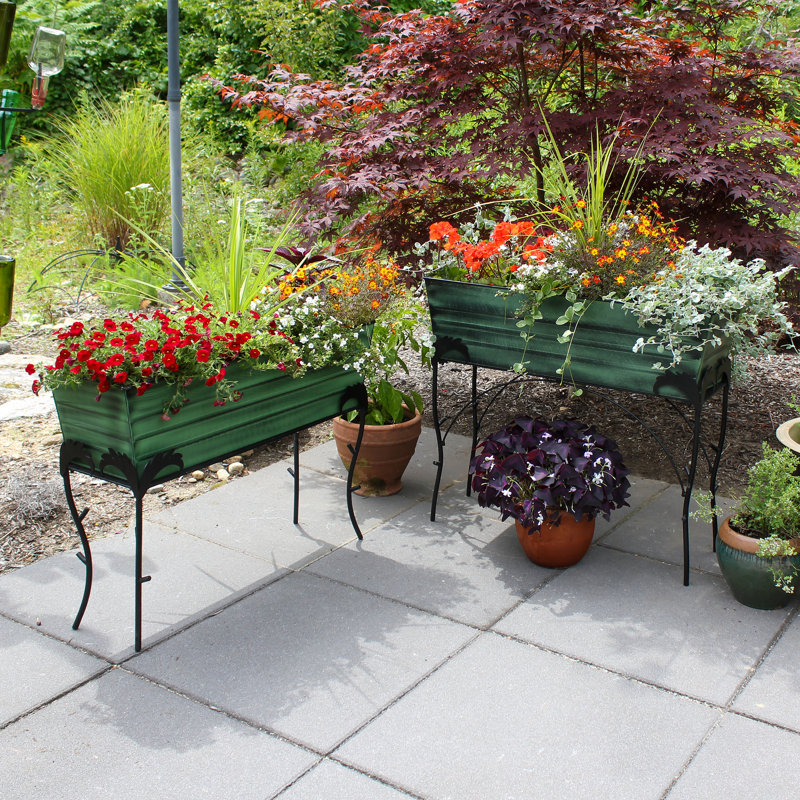 Pot à fleurs surélevé en acier Lawrence Hill, Vert, H 25,75 po x l 35,25 po x P 11 po