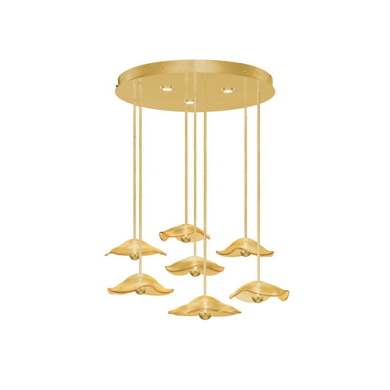 Embark 10 - Light LED Pendant, Amber, Standard Gold Leaf