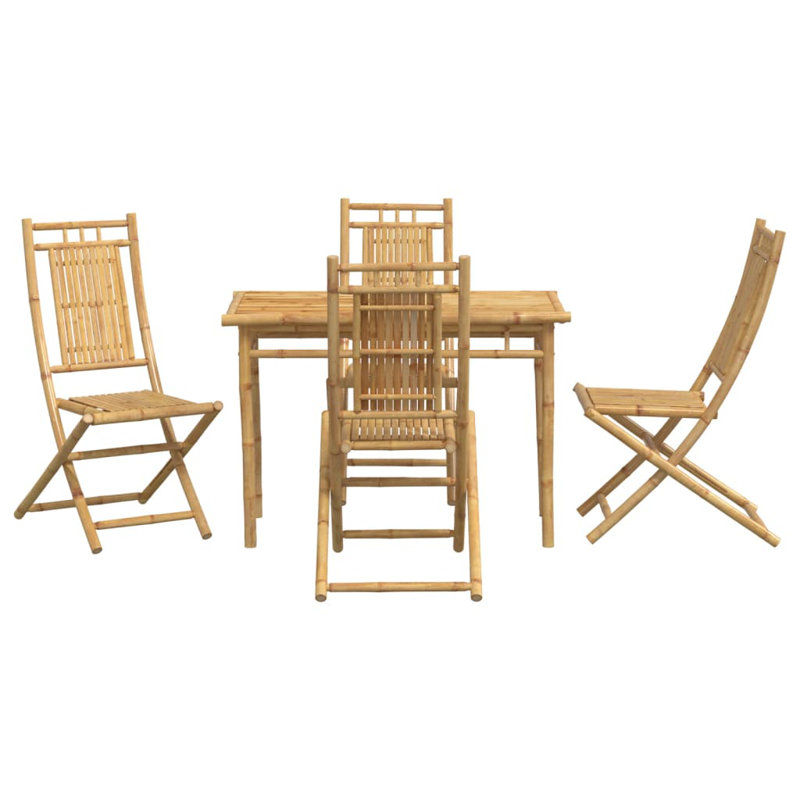  Ensemble de salle à manger de jardin pliable en bambou naturel 4 places