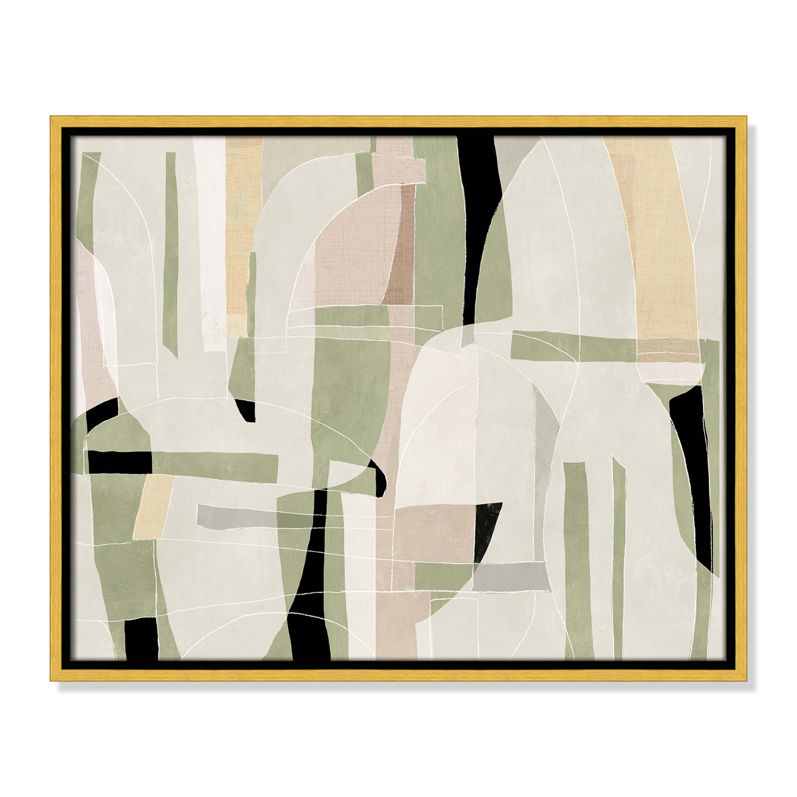 Sunny Barcelona - Floater Frame Canvas, 21.5" W x 17.5" H, Gold